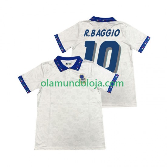 Camisola Itália Roberto Baggio 10 Retro Homem Equipamento Segundo 1994 Manga Curta